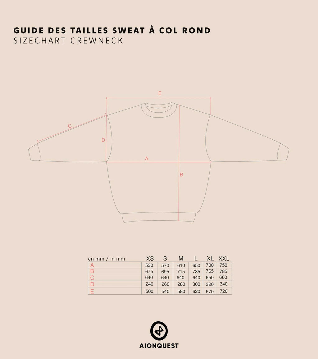 Sweat-shirt Crewneck “L’Aube” – Coton Bio Unisexe – Sérigraphié à la Main – Aionquest