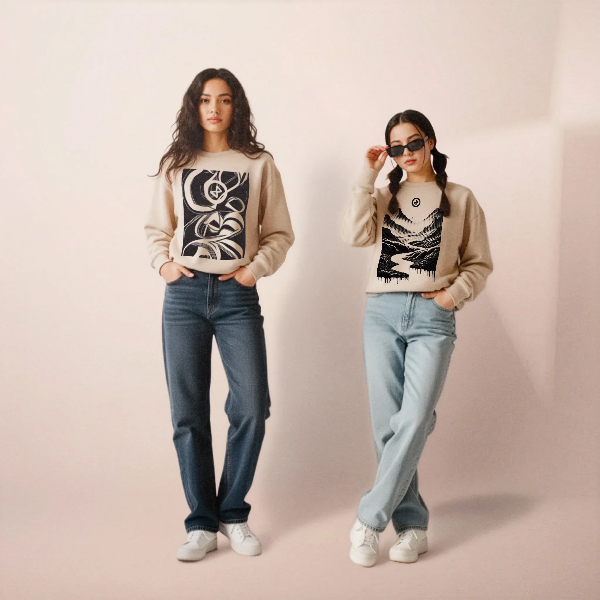 Sweat-shirt Crewneck “L’Aube” – Coton Bio Unisexe – Sérigraphié à la Main – Aionquest