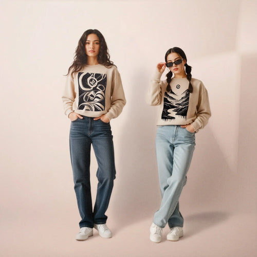 Sweat-shirt Crewneck “L’Aube” – Coton Bio Unisexe – Sérigraphié à la Main – Aionquest